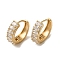 Brass Hoop Earrings, with Glass, Light Gold, 18.5x6mm