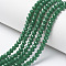 Opaque Solid Color Imitation Jade Glass Beads Strands, Faceted, Rondelle, Green, 4x3mm, Hole: 0.4mm, about 113~115pcs/strand, 41~41.5cm