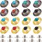 Nbeads 32 Sets 8 Colors Alloy Buttons, with Synthetic Turquoise and Screws, DIY Accessaries, Flat Round with Flower, Gunmetal & Golden, 12x8.5mm, Hole: 2.2mm, 4sets/color