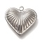 Anti-Tarnish 304 Stainless Steel Pendants, Heart Charm, Stainless Steel Color, 18x19x4mm, Hole: 1.6mm