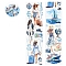 Travel Theme Waterproof PET Stickers Set, Decorative Stickers, for Water Bottles, Laptop, Luggage, Cup, Computer, Mobile Phone, Skateboard, Guitar Stickers, Blue, 58.5mm