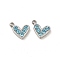 304 Stainless Steel Pendants, with Rhinestone, Heart Charms, Aquamarine, 9x10x2mm, Hole: 1.4mm