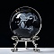 Carving Crystal Ball, Glass Sphere Decoration, with Platinum Tone Alloy Stand, Clear, Mermaid, 60mm