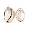 Natural Paua Shell Pendants, Shell Shaped Charms with Golden Tone Iron Loops, White, 35~48.5x19~29x5~8mm, Hole: 1.4~1.8mm