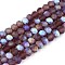 Transparent Glass Beads Strands, Faceted, Frosted, Half AB Color Plated, Rondelle, Purple, 4x3.5mm, Hole: 1mm, about 113~115pcs/strand, 41~41.5cm