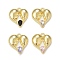 Rack Plating Alloy Glass Pendants, Golden, Heart Charms, Mixed Color, 19x18x4mm, Hole: 1.8mm