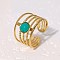 Stainless Steel Adjustable Open Cuff Rings, with Gemstone