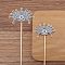 Flower Alloy Enamel Hair Stick Finding, Ancient Style Hanfu Accessories for Women Girl, Light Blue, 120mm