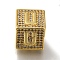 Brass Cubic Zirconia Beads, Letter U, Square, Letter U, 9.5x9.5x9.5mm, Hole: 6mm