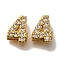 Rack Plating Number Brass Micro Pave Clear Cubic Zirconia Silde Charms, Long-Lasting Plated, Lead Free & Cadmium Free, Large Hole Bead, Real 18K Gold Plated, 8.5x6.5x4.5mm, Hole: 7x1.5mm