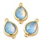 Synthetic Opal Connector Charms, Rack Plating Brass Teardrop Links, Golden, Light Sky Blue, 17.5x10.5x5mm, Hole: 1.4mm