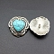 Alloy Buttons, with Synthetic Turquoise, Heart, Antique Silver, Turquoise, 29x30mm