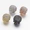 Brass Micro Pave Cubic Zirconia Beads, Skull, Mixed Color, 10x11x13.5mm, Hole: 2mm