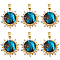 Beebeecraft 6Pcs Brass Micro Pave Clear Cubic Zirconia Pendants, with Glass, Flower with Starry Sky Pattern Charms, Real 18K Gold Plated, 21x19x9.7mm, Hole: 2.5x3mm