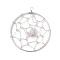 Natural Cultured Freshwater Pearl Pendants, Flat Round Brass Web/Net Charms, Platinum, 40x35.5x6mm, Hole: 2mm