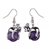 Natural Amethyst Frog Dangle Earrings EJEW-A092-13P-11-3