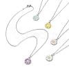 Alloy Enamel Sunflower Pendant Necklace with 304 Stainless Steel Chains NJEW-JN04412-02-1