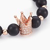 Natural Black Agate(Dyed) Beads Stretch Bracelets BJEW-JB03966-3