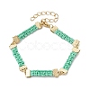 Braided Waxed Polyester Rectangle Link Chain Bracelets BJEW-JB10000-01-1