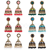 ANATTASOUL 6 Pairs 6 Colors Ethnic Style 3D Enamel Bell with Seed Beeded Dangle Stud Earrings EJEW-AN0001-94-1
