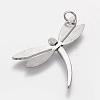 Trendy Dragonfly Necklace Findings 304 Stainless Steel Textured Pendants X-STAS-L012-D05P-2