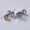 Cubic Zirconia Stud Earrings EJEW-I209-09-4mm-3