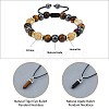 FIBLOOM Natural Mixed Gemstone Bullet Pendant Necklaces & Braided Bead Bracelet SJEW-FI0001-12-4