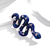 Glitter Snake Alloy Blue Enamel Safety Pin Brooch PW-WG20B7C-01-5