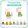 Cat Printed Wooden Pendant Stitch Markers HJEW-AB00320-2