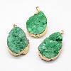 Electroplated Natural & Dyed Druzy Agate Pendants G-N0167-023B-2