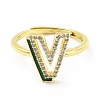 Mixed Color Enamel Initial Letter Adjustable Ring with Clear Cubic Zirconia RJEW-P045-01G-V-2
