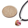 Glass Heart Pendant Necklaces NJEW-JN04476-01-4