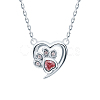 S925 Silver Red Heart Necklace Sweet Cute Collarbone Chain SX5405-1