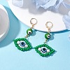 Glass Seed Bead Evil Eye Hoop Earrings EJEW-MZ00272-02-2