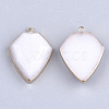 Electroplate Natural White Jade Pendants G-S344-20G-2