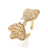 Brass Pave Cubic Zirconia  Open Cuff Rings for Women RJEW-M169-04G-3