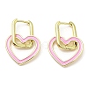 Enamel Heart Dangle Hoop Earrings EJEW-A103-10G-2
