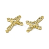 Rack Plating Brass Pave Clear Cubic Zirconia Connector Charms ZIRC-F130-10G-3