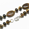 Natural Tiger Eye Beaded Necklaces NJEW-S394-14-2