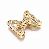 Brass Micro Pave Clear Cubic Zirconia Fold Over Clasps KK-T063-65G-NF-2