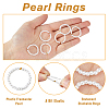 FIBLOOM 12Pcs Plastic Imitation Pearl & Brass Beaded Stretch Ring RJEW-FI0001-10-4