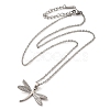 Brass Pave Clear Cubic Zirconia Dragonfly Pendant Necklaces NJEW-M080-03-2