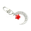 7Pcs 7 Colors Moon with Star Glass & Alloy Pendant Decoration HJEW-JM02109-5