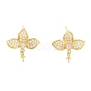 Flower 925 Sterling Silver Micro Pave Cubic Zirconia Stud Earring Findings EJEW-B038-18G-1