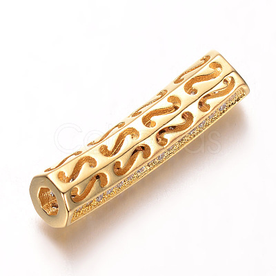 Brass Micro Pave Cubic Zirconia Tube Beads ZIRC-M101-03-FF-1