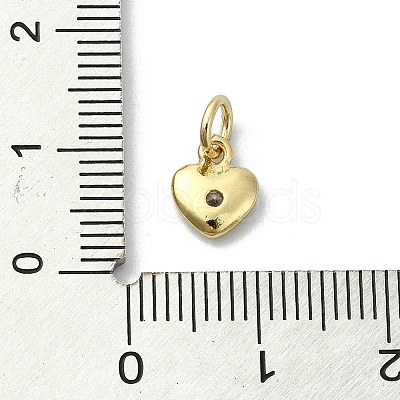 Heart Theme Brass Micro Pave Cubic Zirconia Charms KK-H475-56G-08-1