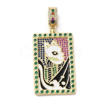 Brass Micro Pave Cubic Zirconia Pendants with Enamel KK-H458-04G-05-1