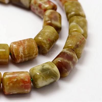 Column Natural Dragon Blood Jasper Beads Strands G-K070-11-1