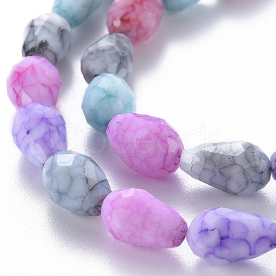 Opaque Baking Painted Crackle Glass Beads Strands EGLA-T008-17F-1