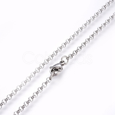 Non-Tarnish 201 Stainless Steel Rolo Chain Necklaces NJEW-F248-13A-P-1